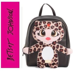 🧑‍🎄 BETSEY JOHNSON Black Luv Betsey Mollie Cheetah Girl Backpack NWT $88